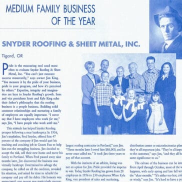 Snyder recognized as a top family business